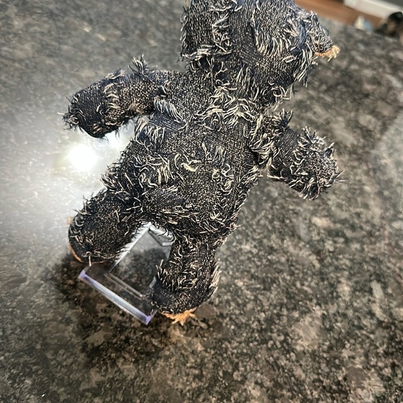 Dog Toy Denim Patchwork Teddy Bear Plush Toy w/squeakers Medium Chew Toy - Picture 4 of 8